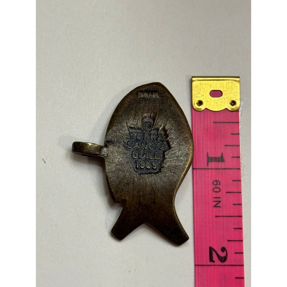 Vintage 1969 Terra‎ Sancta Guild Ichthys Fish Pendant Bronze Enamel Israel IXΘYC